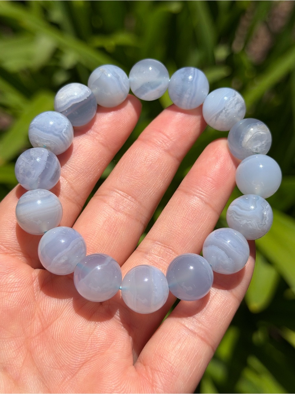 13mm stretchable blue lace agate bracelet 1445‎